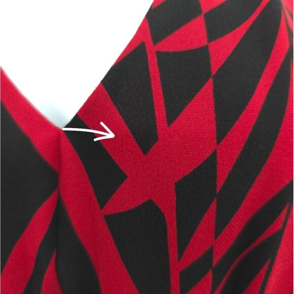 Y2k Donna Ricco 100% Silk Babydoll Halter Dress Red Black Ruffle Hem Open Back - Picture 16 of 16